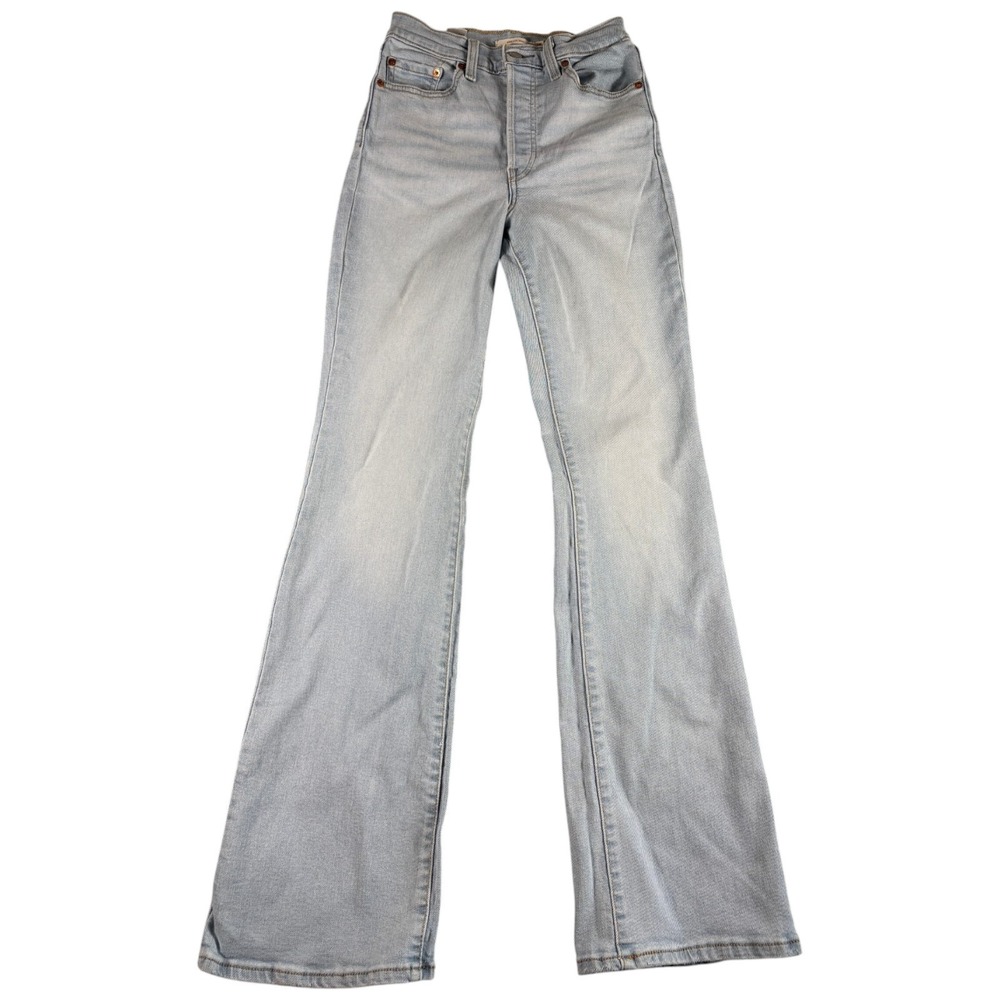 Levi's Ribcage Boot Jeans Womens 28 Light Blue Washed Stretch Bootcut High Rise